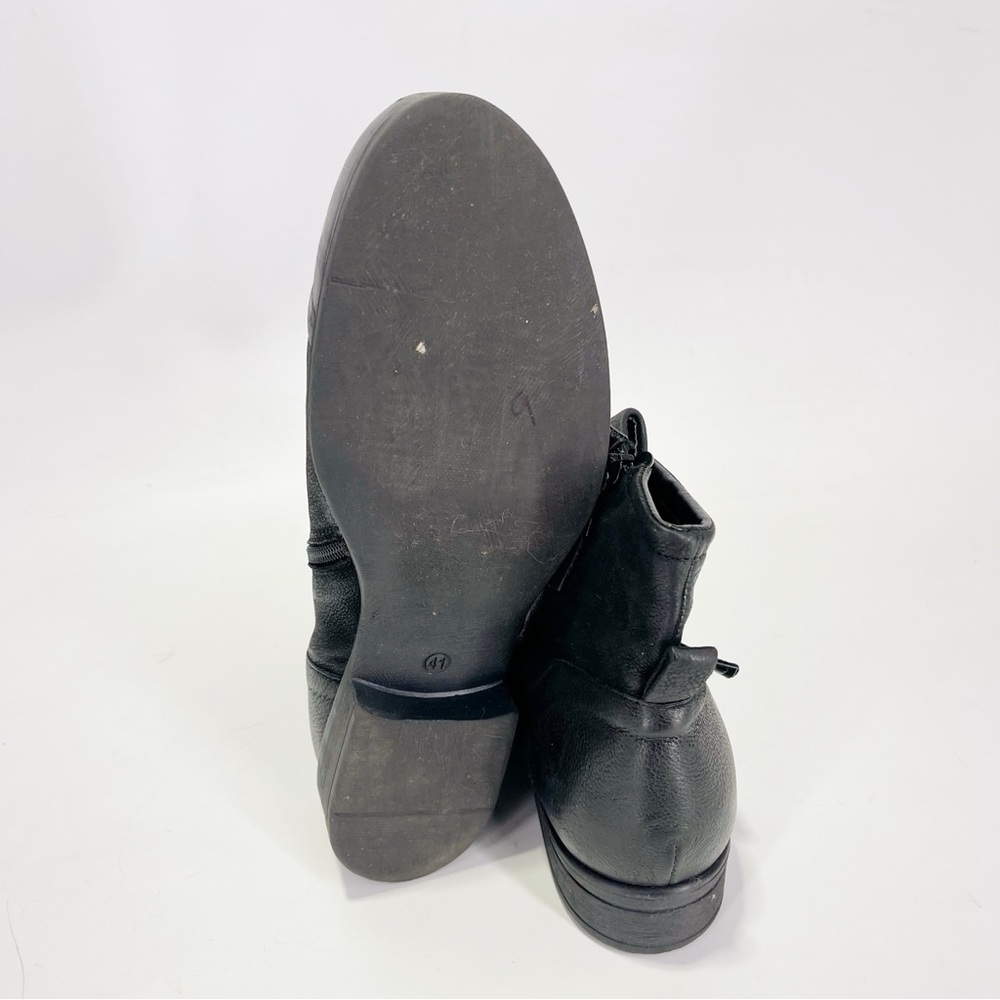 Miz Mooz Black Leather Combat Moto Ankle Boots with Silver Buckle - Picture 5 of 9